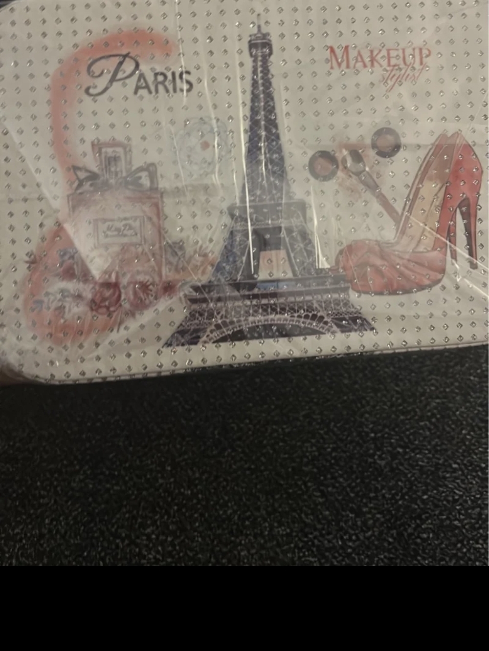 Paris Eiffel Tower Cosmetic Bag with Pink Accents 3pcs